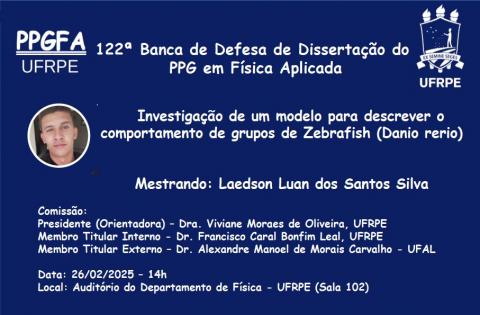 122ª Banca de Defesa de dissertação do PPG em Física Aplicada